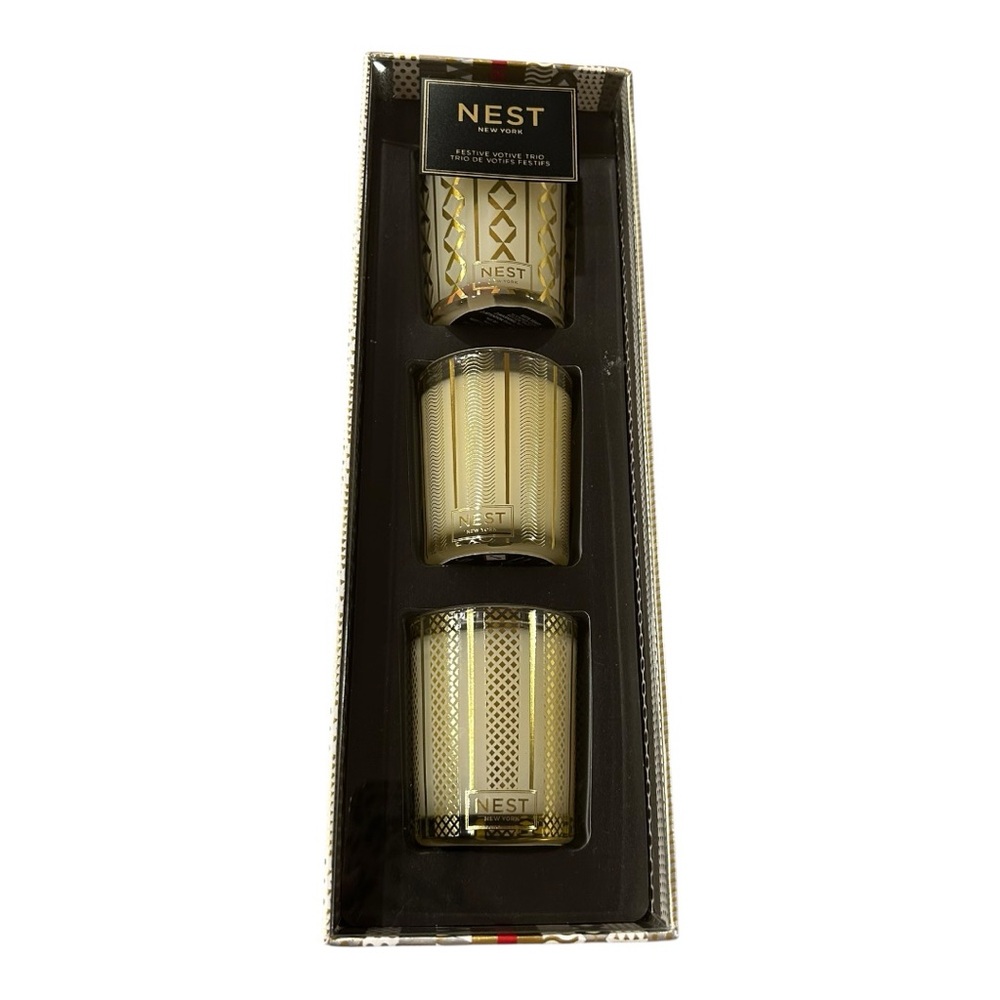 🎄NEST Festive Votive Trio Candle Set. Holiday, Crystallized Ginger/Sugar, Pine - Picture 2 of 9